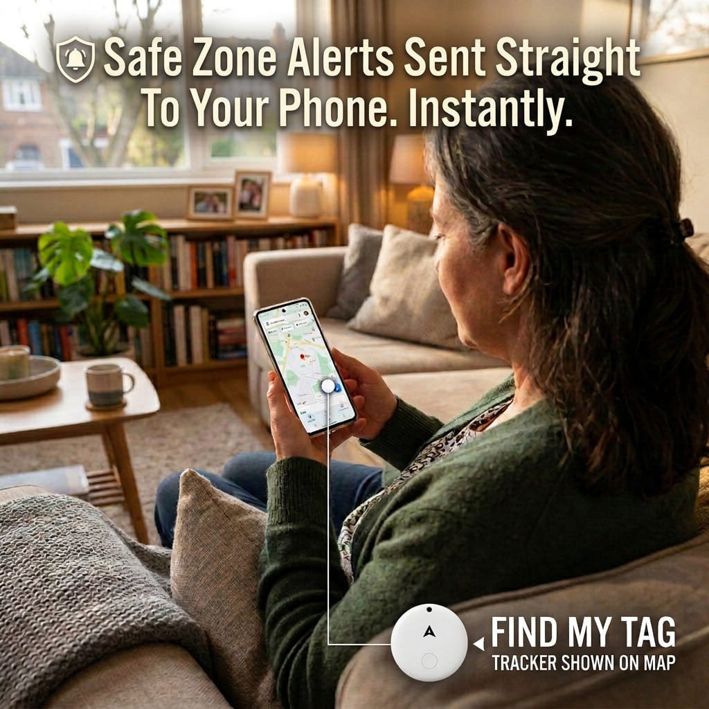 Elderly man walking alone on an autumn street — BeSafeTag GPS protection